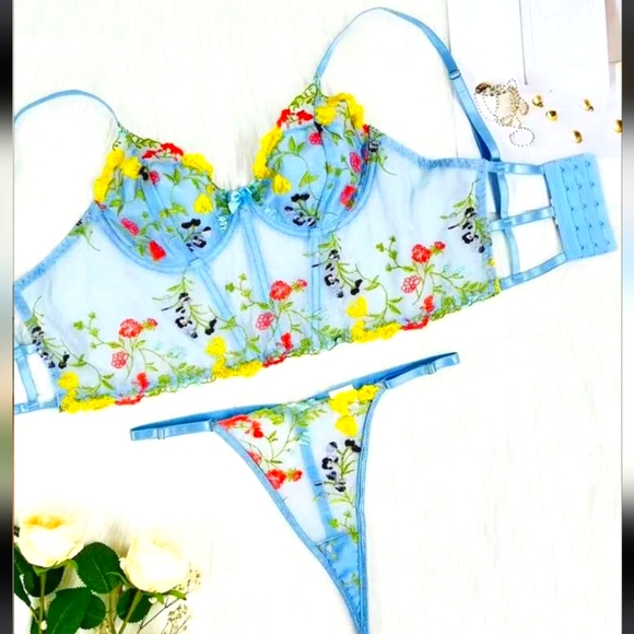 Nwt Blue Corset & Thong Set Medium - Picture 9 of 12